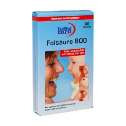 قرص فولیک اسید 800 میکیروگرمی یوروویتال ۶۰ عدد