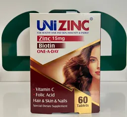 قرص زینک 15 میلی گرمی و بیوتین یونی زینک ابیان دارو 60 عددی