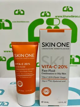 فلوئید ضد لک و ضد چروک صورت ویتا سی 20% اسکین وان مناسب پوست مختلط تا چرب 30 میلی لیتری